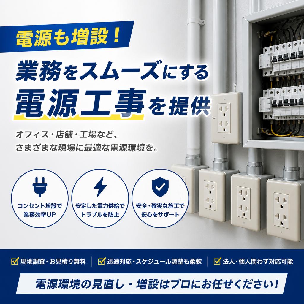 1箇所の電源増設・電気工事から対応