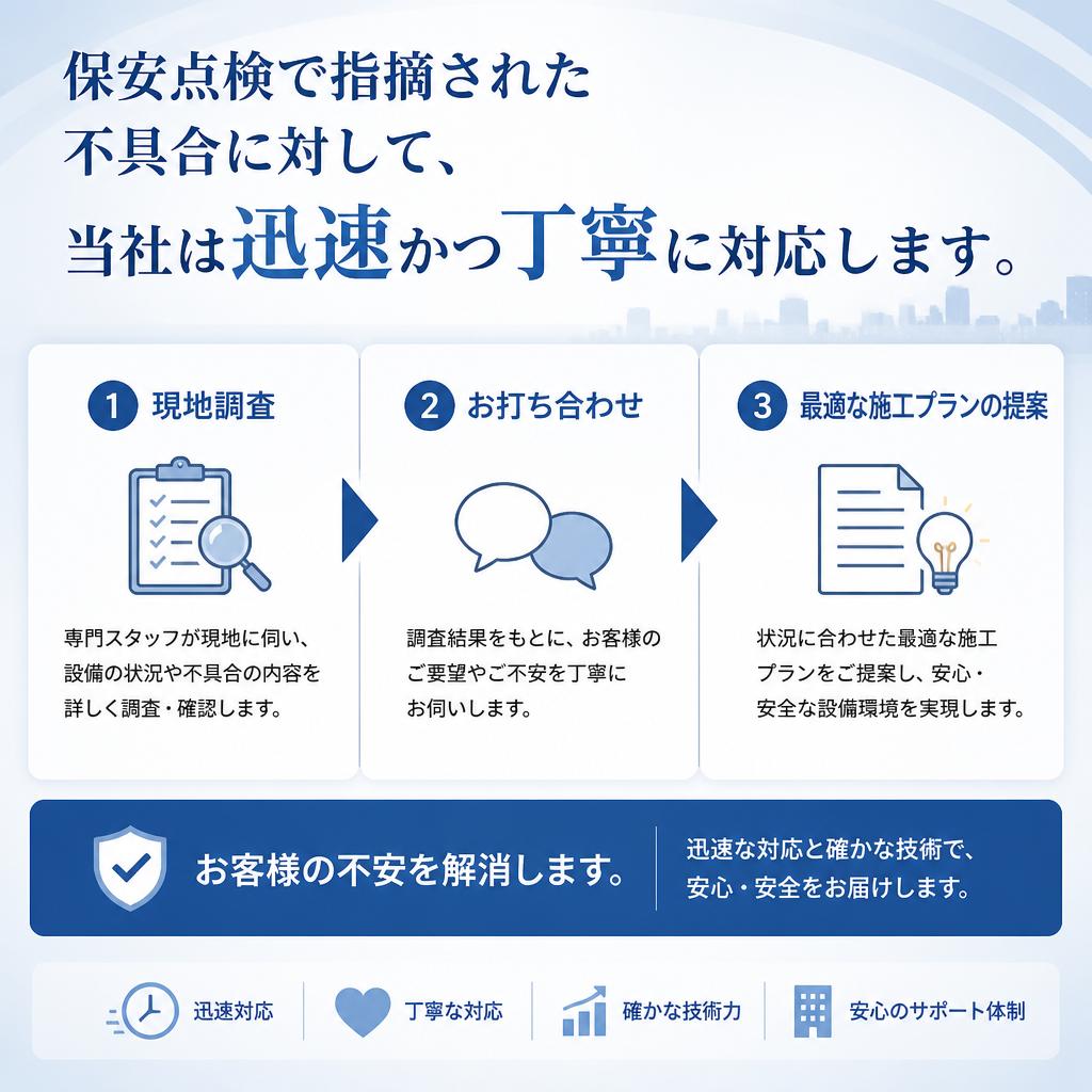 指摘された問題への迅速な対応