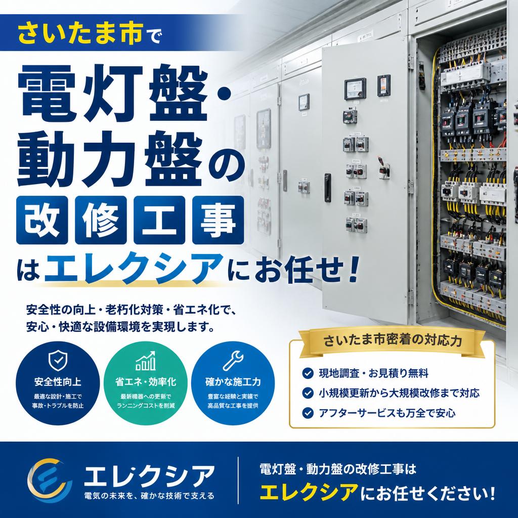 さいたま市で電灯盤・動力盤の改修工事はエレクシアにお任せ！