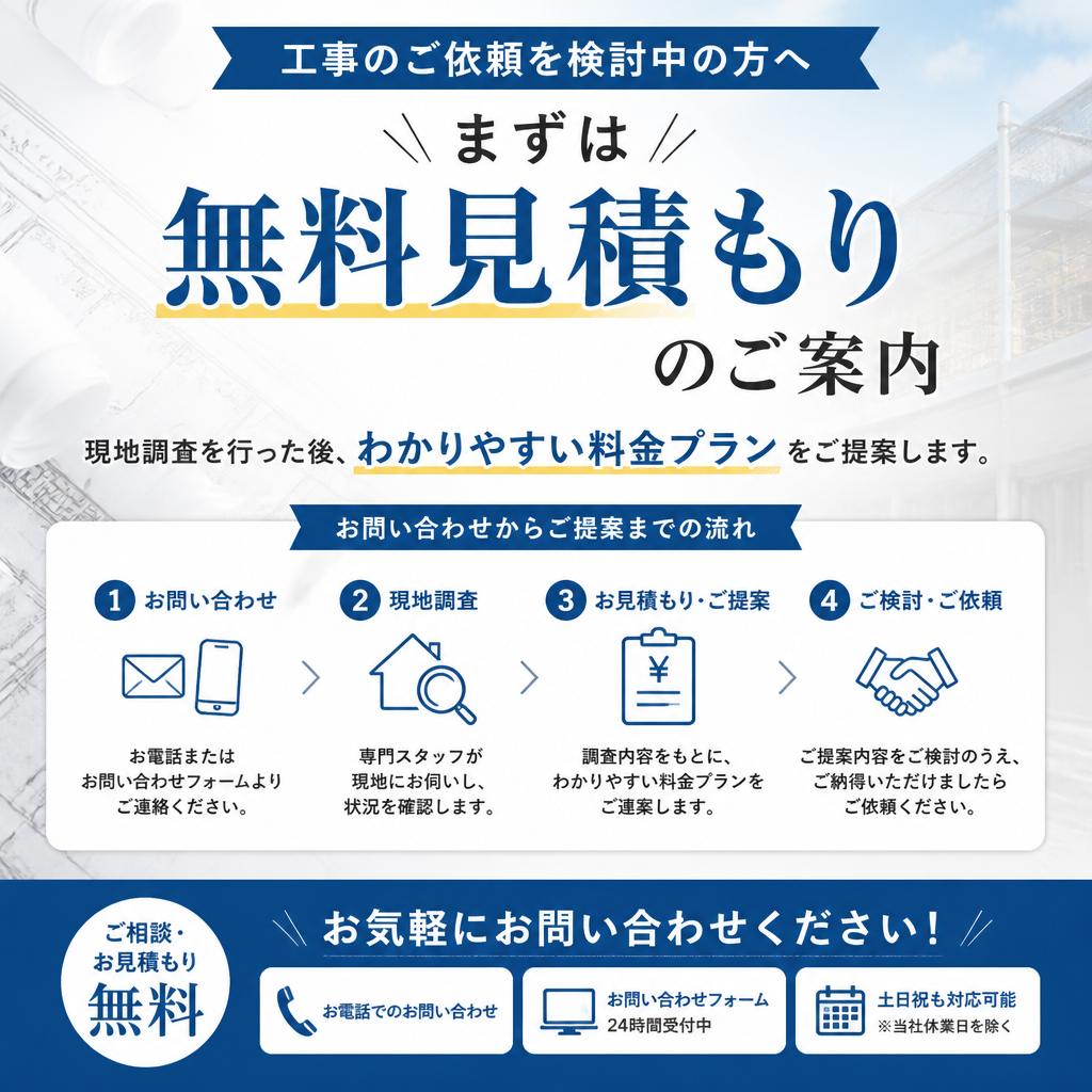 見積もりは無料！お気軽にお問い合わせを