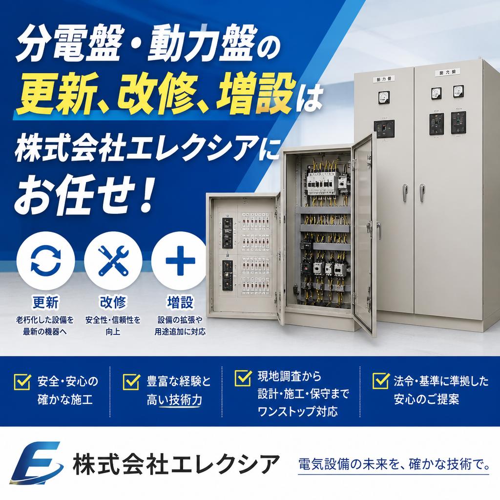 さいたま市｜分電盤・ 動力盤の更新、改修、増設は株式会社エレクシアへ！