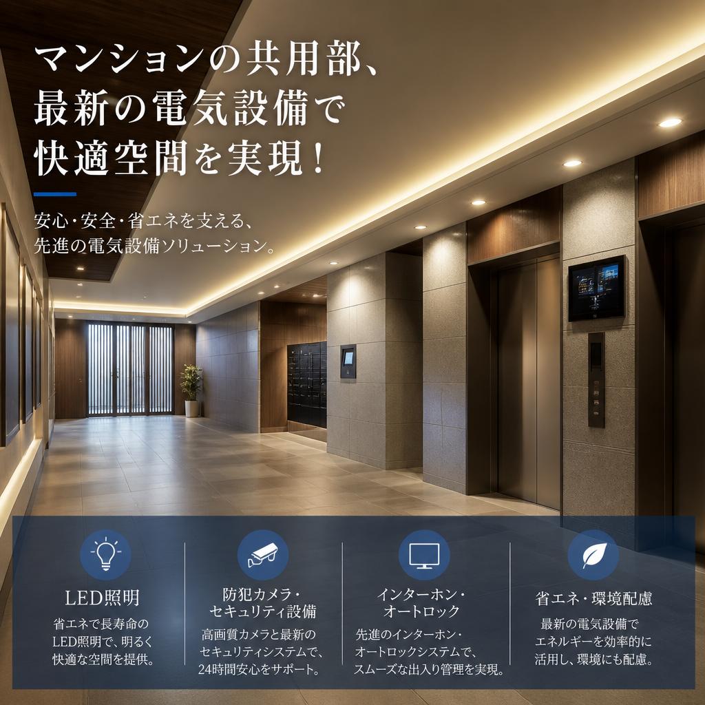 桶川市｜マンションの共用部、最新の電気設備で快適空間を実現！
