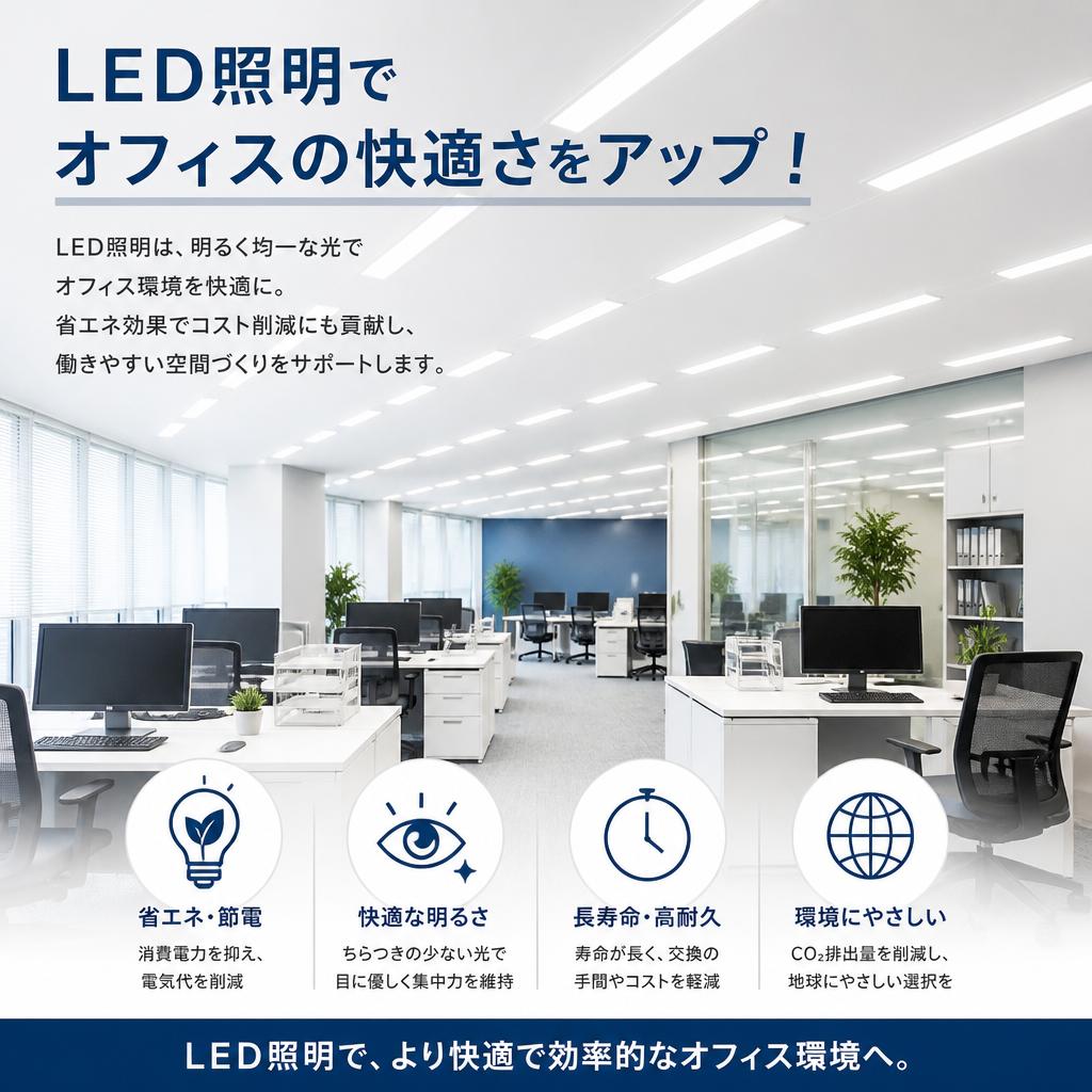LED照明でオフィスの快適さをアップ！