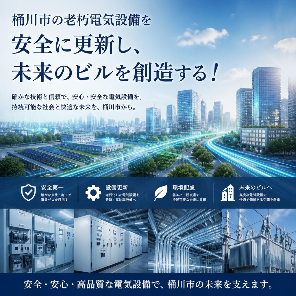 桶川市の老朽電気設備を安全に更新し、未来のビルを創造する！
