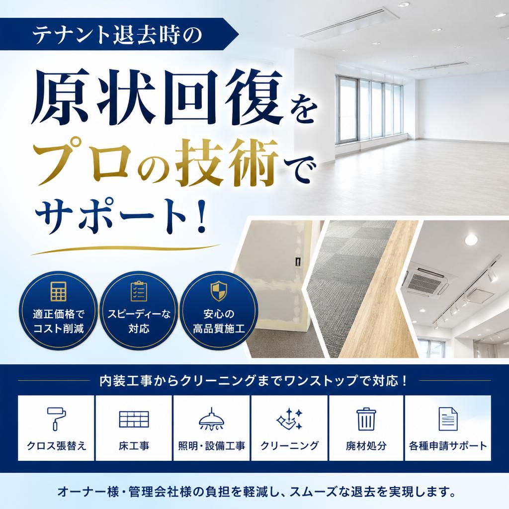 テナント退去時の原状回復をプロの技術でサポート！