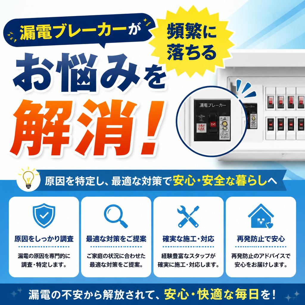 漏電ブレーカーが頻繁に落ちるお悩みを解消！