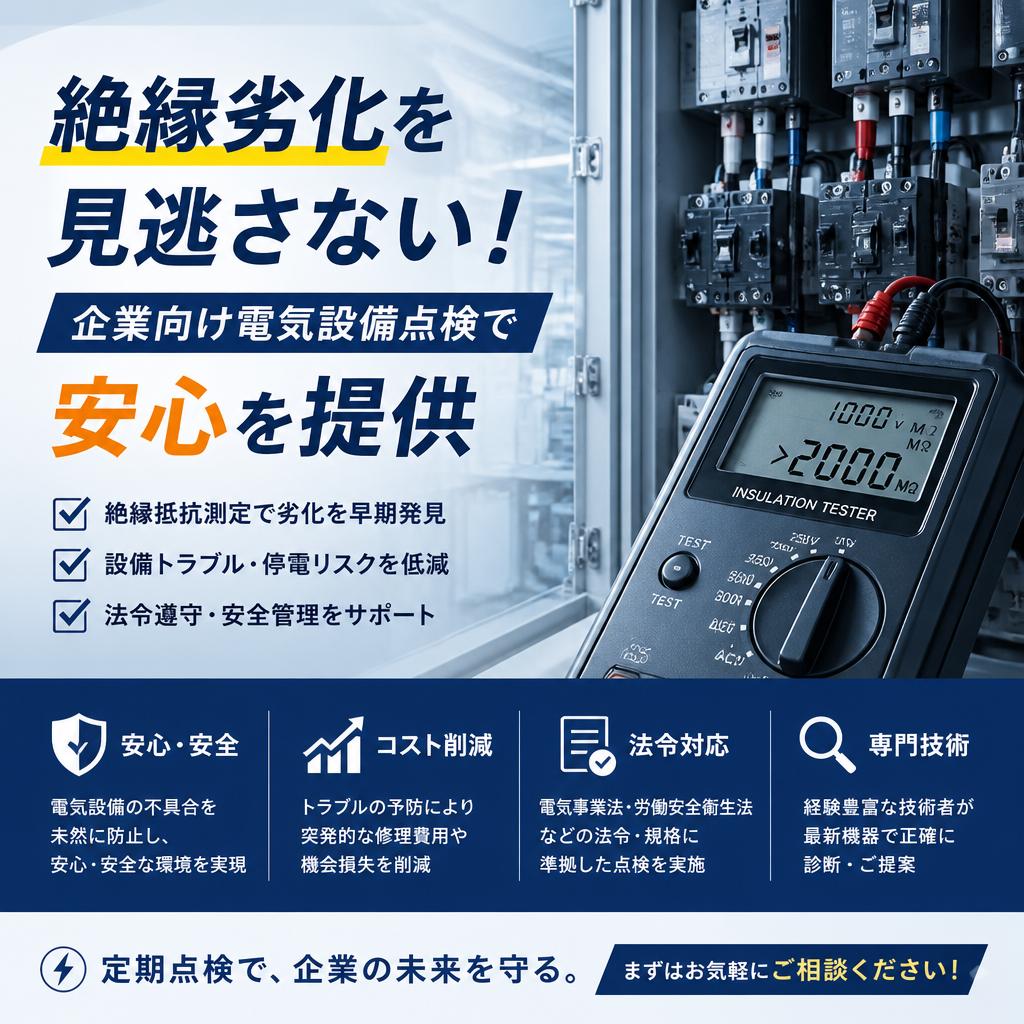 絶縁劣化を見逃さない！企業向け電気設備点検で安心を提供