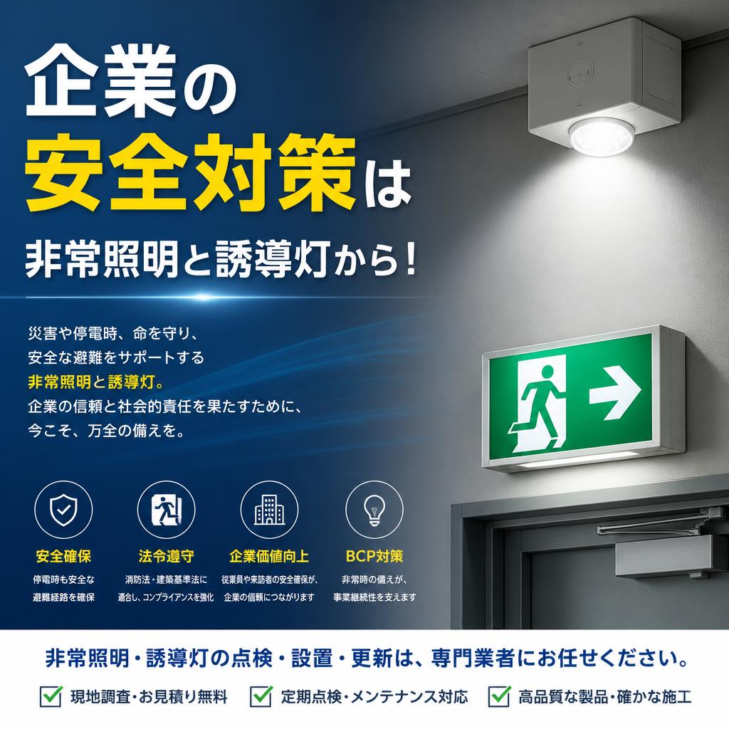 企業の安全対策は非常照明と誘導灯から！