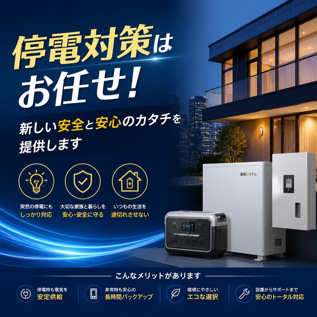 停電対策はお任せ！新しい安全と安心のカタチを提供します