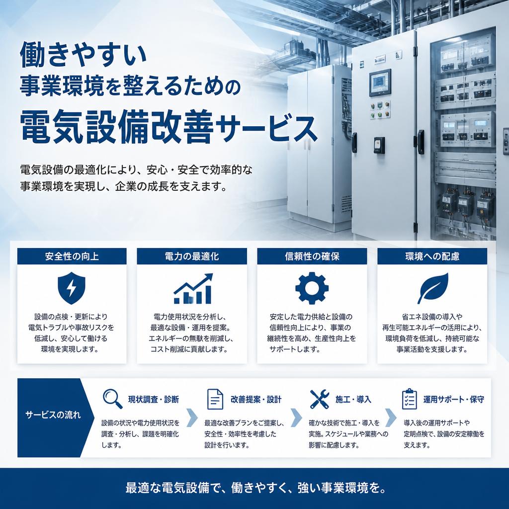 働きやすい事業環境を整えるための電気設備改善サービス