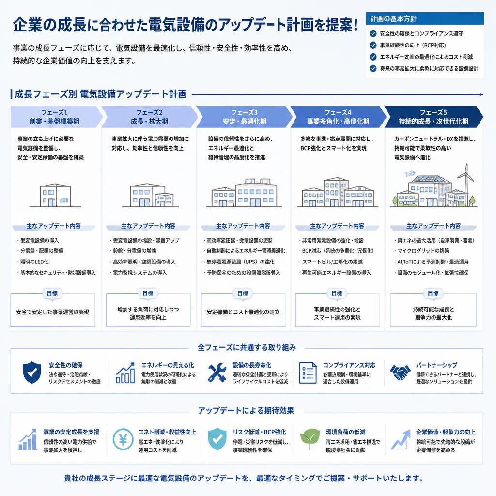 企業の成長に合わせた電気設備のアップデート計画を提案！