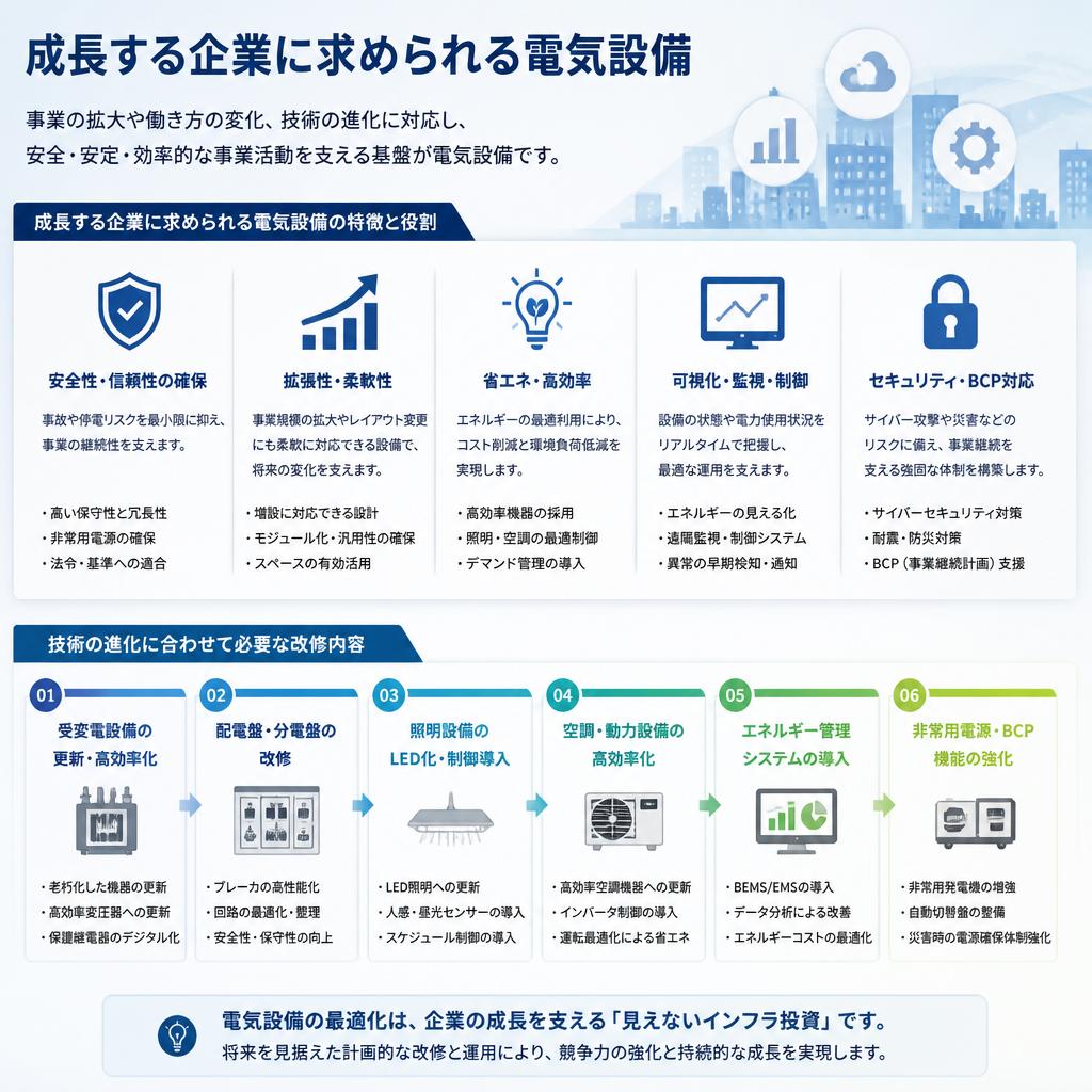 企業成長に対応する電気設備とは