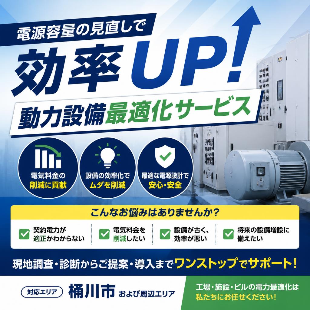 電源容量の見直しで効率UP！動力設備最適化サービス｜桶川市