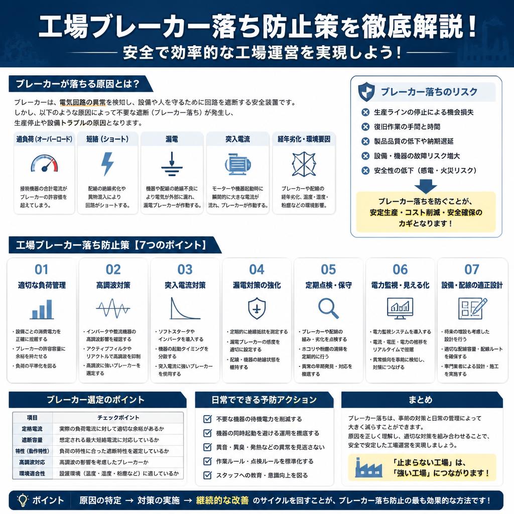 工場ブレーカー落ち防止策を徹底解説！安全で効率的な工場運営を実現しよう！
