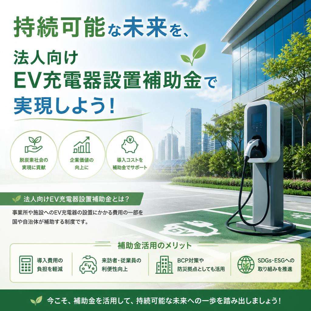 持続可能な未来を、法人向けEV充電器設置補助金で実現しよう！