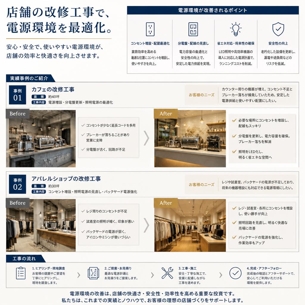 店舗改修による電源環境の最適化