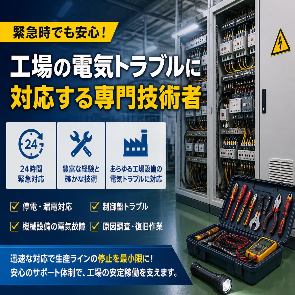 緊急時でも安心！工場の電気トラブルに対応する専門技術者