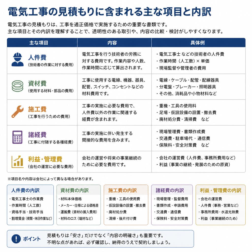 見積もり内訳の詳細